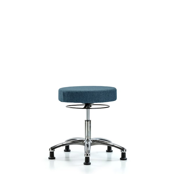 Desk Stool, Chrome, Fabric, Glides, Blu