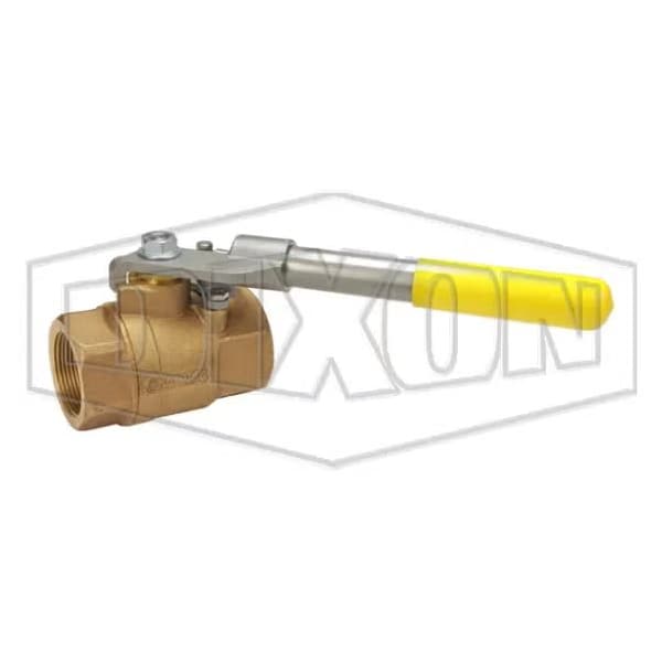 Deadman Ball Valve, 1-1/2 in Nominal, FNPT End Style, Brass Body, Standard Port, RTFE Softgoods, Dom