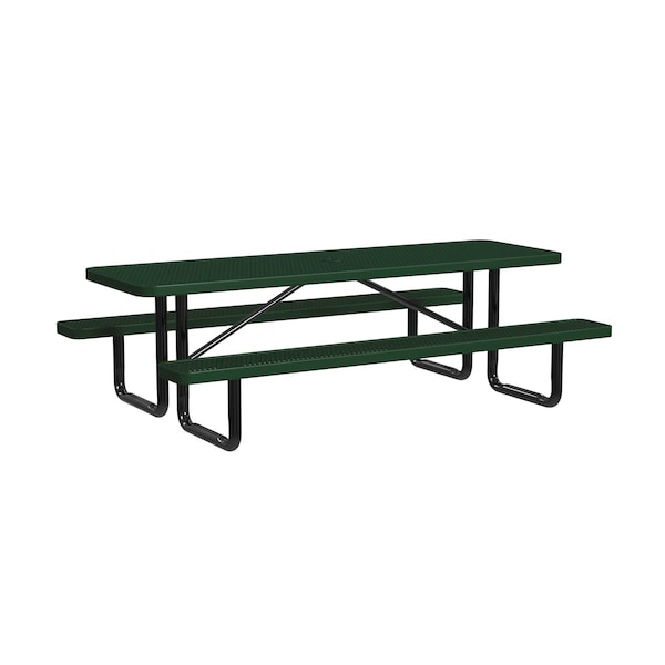 Rectangle Portable Picnic Table, Black/Green, 8 ft L
