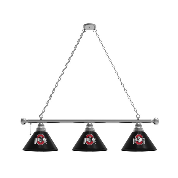 Ohio State 3 Shade Billiard Light, Chrome Fixture