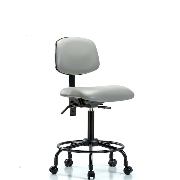 Bench Chair, Viniyl, RT Tilt, Casters, Dov, No Arms, 22" to 29" Height, Dove