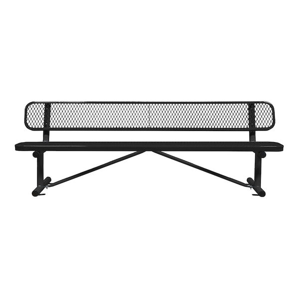 Bench/Back, Surface Mount, 8ft., Black