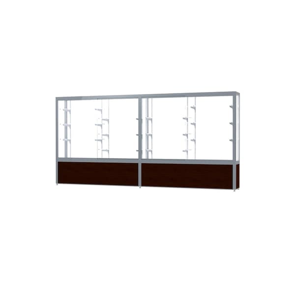 Display Case, 144x66x16, White, Satin, Walnt