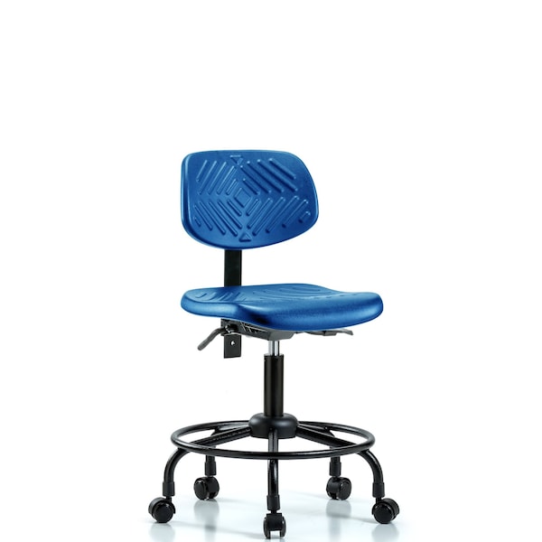 Poly Chair Round Tube Base, Desk, Casters, Blue