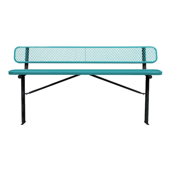 Bench/Back, Ingroud Mount, 8ft., Teal