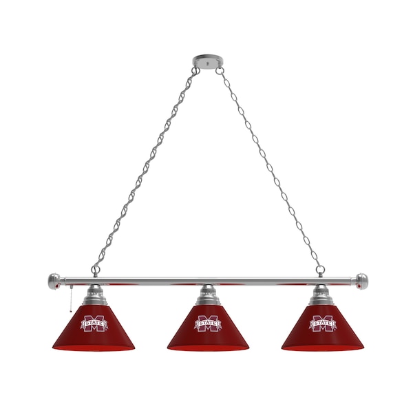 Mississippi State 3 Shade Billiard Light, Chrome Fixture