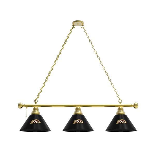 Western Michigan 3 Shade Billiard Light, Brass Fixture