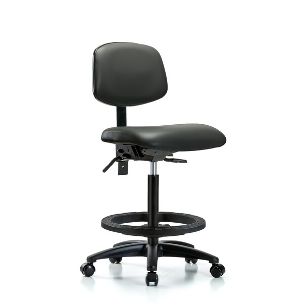 Vinyl Chair, High Bench, Tilt, Foot Ring, Casters, Carbon