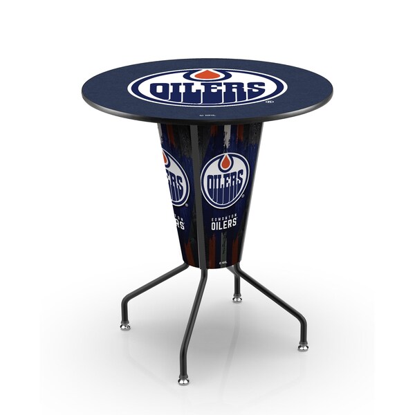 Lighted 42" Black Edmonton Oilers Pub Table