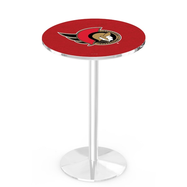 42" Chrome Ottawa Senators Pub Table, 36" dia. Top