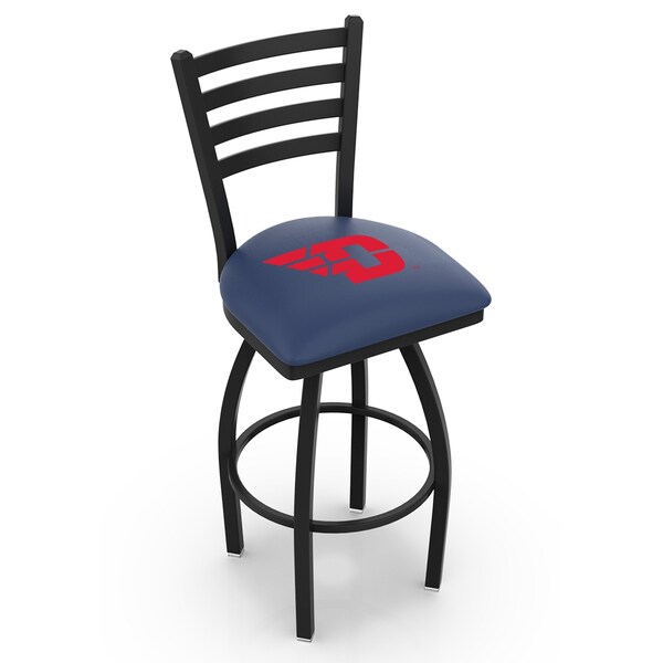 25" Blk Wrinkle University of Dayton Swivel Bar Stool, Ladder Back