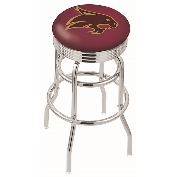 25" Chrome 2-Ring Texas State Swivel Bar Stool, Accent Ring