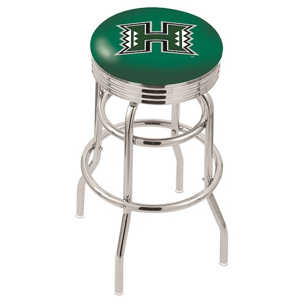 25" Chrome 2-Ring Hawaii Swivel Bar Stool, Accent Ring
