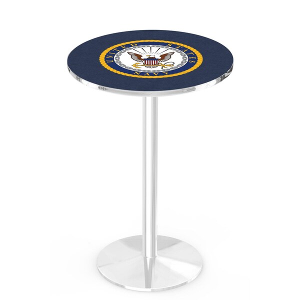 42" Chrome U.S. Navy Pub Table, 36" dia. Top