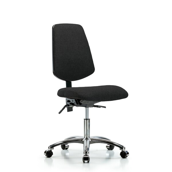 Desk Chair Fab Desk Chair, Med, Bk, Cast Blk, No Arms, 19" to 24" Height, Fabric, Black