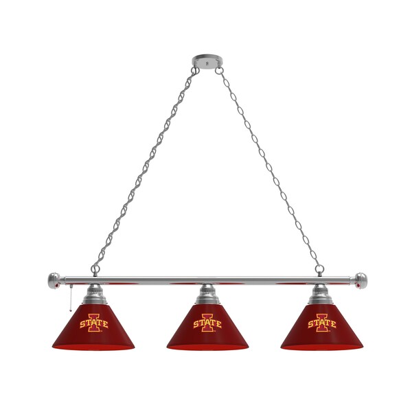 Iowa State 3 Shade Billiard Light, Chrome Fixture