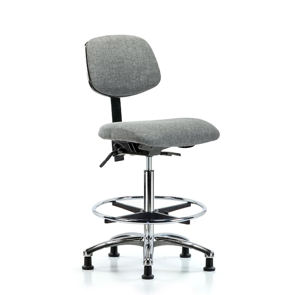 Chair, Fabric, Hi Bench, Chr CF Glides, Gry, No Arms, 26" to 35-1/2" Height, Grey