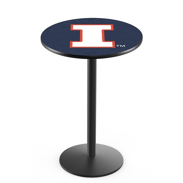 36" Blk Wrinkle Illinois Pub Table, 36" dia. Top