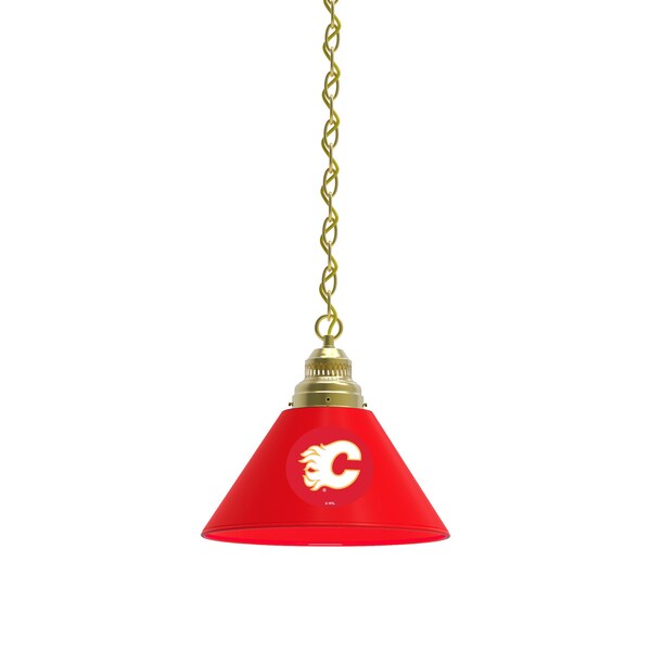 Calgary Flames Pendant Light, Brass Fixture