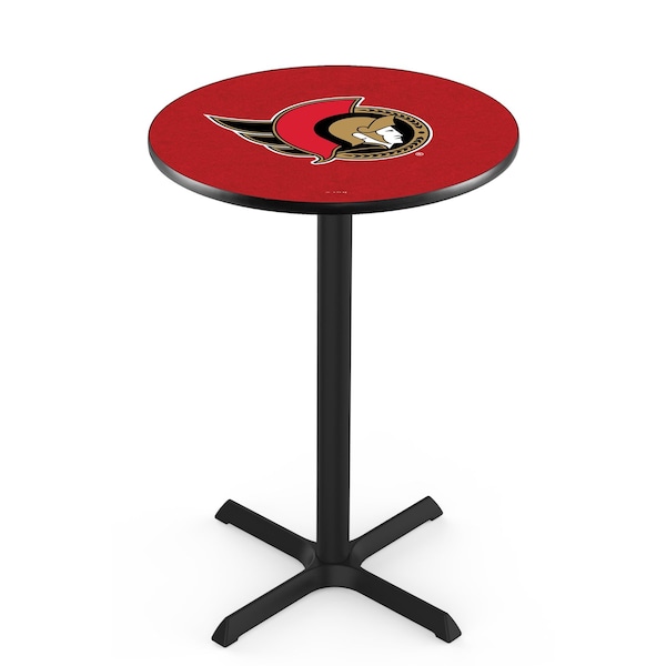 42" Blk Wrinkle Ottawa Senators Pub Table, 36" dia. Top