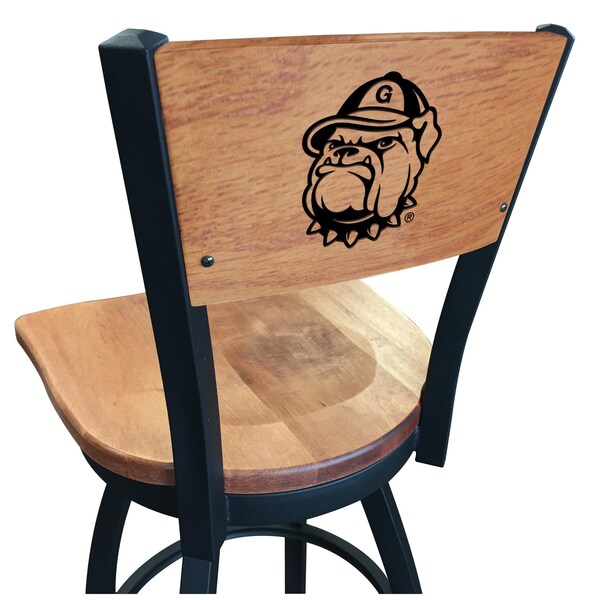 25" Blk Wrinkle Georgetown Swivel Bar Stool, Laser Engraved Back