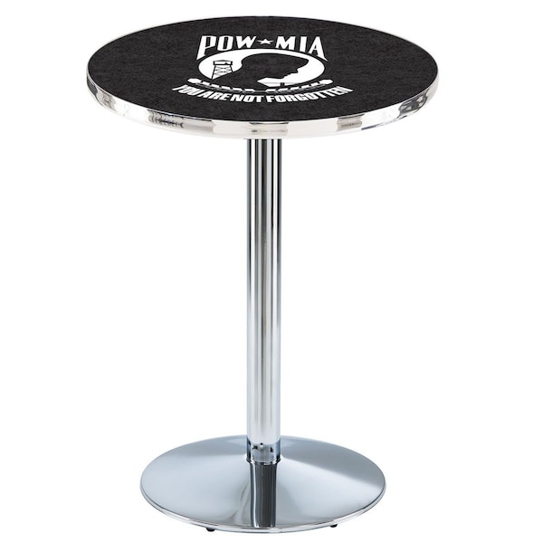 42" Chrome POW/MIA Pub Table, 36" dia. Top