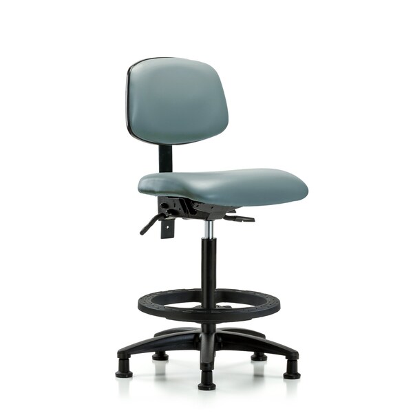 Vinyl Chair, High Bench, Tilt, Foot Ring, Glides, Storm