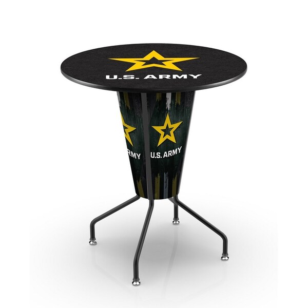 Lighted 42" Black Army Pub Table