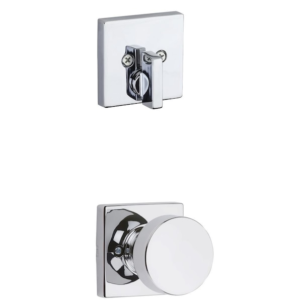 Single Cylinder Interior Pismo Knob Trim with Square Rose Bright Chrome Finish