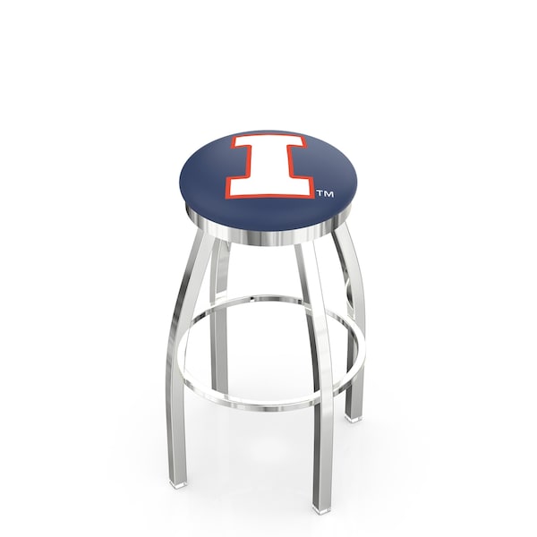 25" Chrome Illinois Swivel Bar Stool, Accent Ring