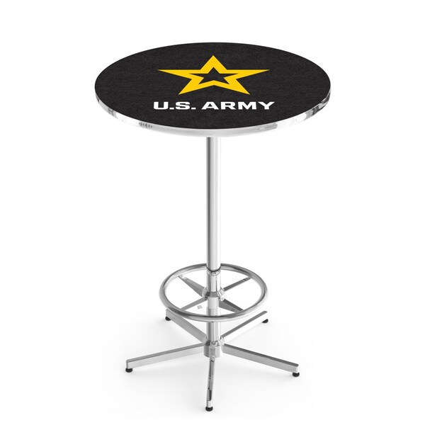 42" Chrome U.S. Army Pub Table, 36" dia. Top