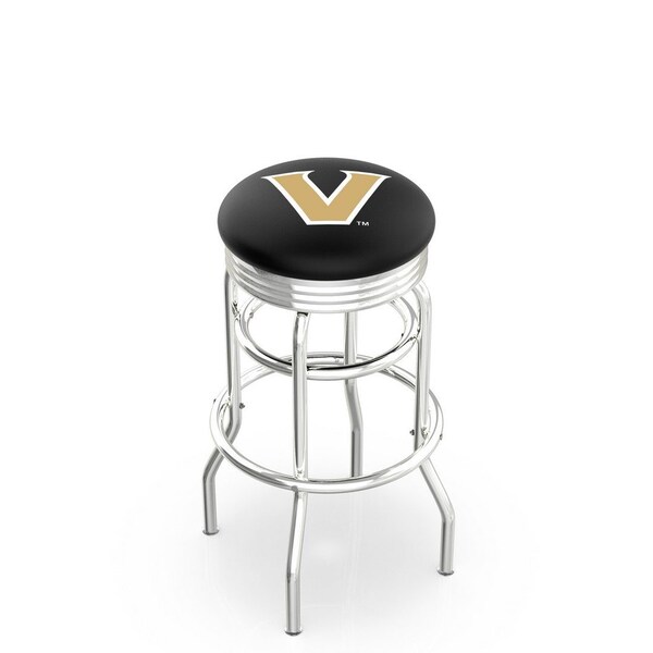 25" Chrome 2-Ring Vanderbilt Swivel Bar Stool, Accent Ring