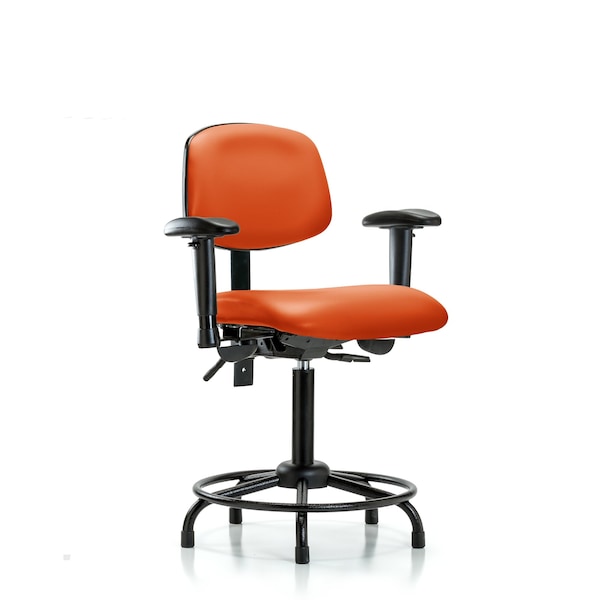 Medium Bench Chair Vinyl Chair, RT Tilt AA, Gld, Orange, Adjustable Arms, 22" to 29" Height, Vinyl
