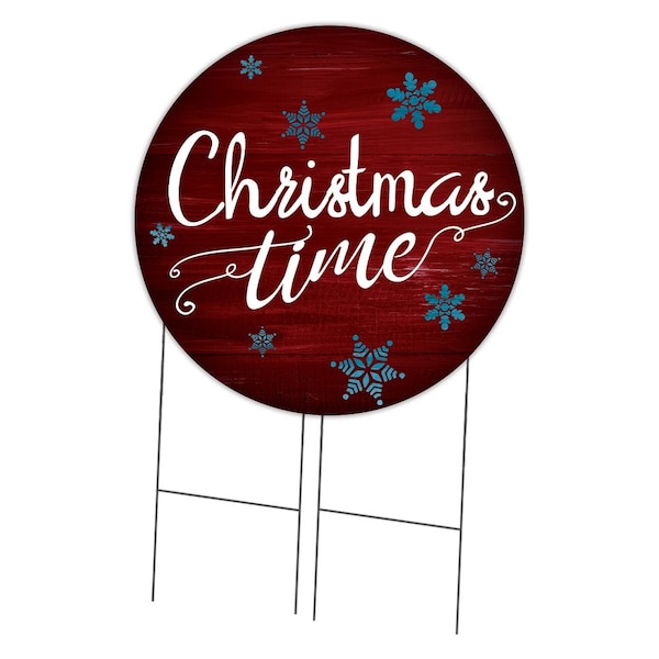 Christmas Tree Double Sided Corrugated Plastic Circle Yard Sign