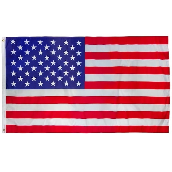 US Flag, 3 ft W, 5 ft H, Polyester