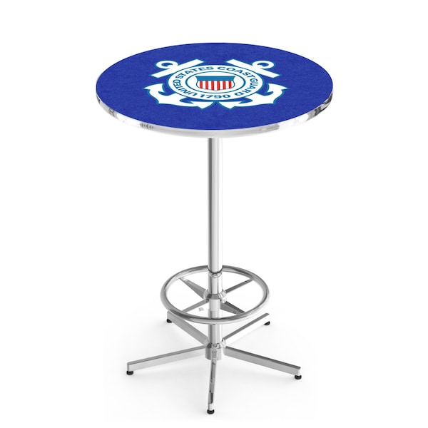42" Chrome U.S. Coast Guard Pub Table, 36" dia. Top