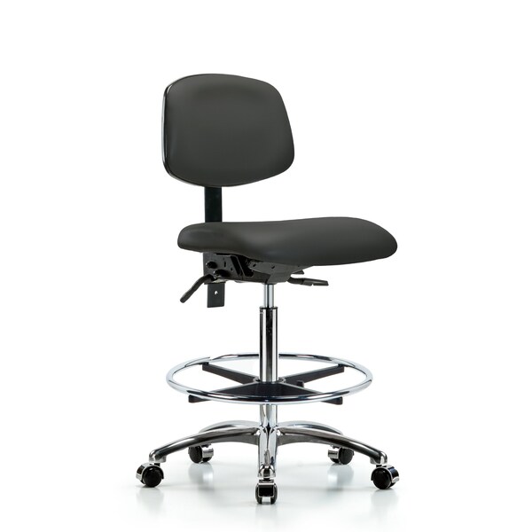 Chair, Vin, Hi Bench, Chr Tilt CF Cast, Gry, No Arms, 26" to 35-1/2" Height, Charcoal