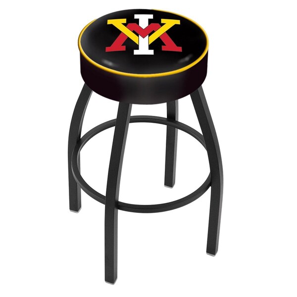 25" Virginia Military Inst Cushion Seat, Blk Wrnkl Swivel Bar Stool