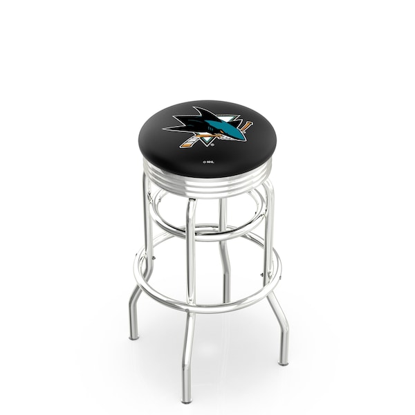 25" Chrome 2-Ring San Jose Sharks Swivel Bar Stool, Accent Ring