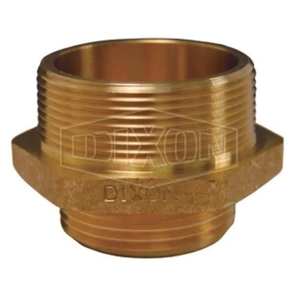 Double Reducing Hex Nipple, 3 x 2-1/2 in, Brass, MNPT x MNPSH, Domestic