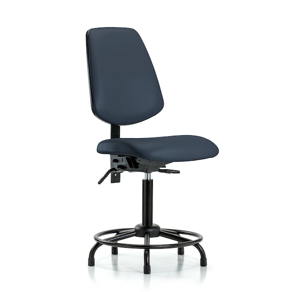 Medium Bench Chair No Arms, 22" to 29" Height, Vinyl, Imperial Blue