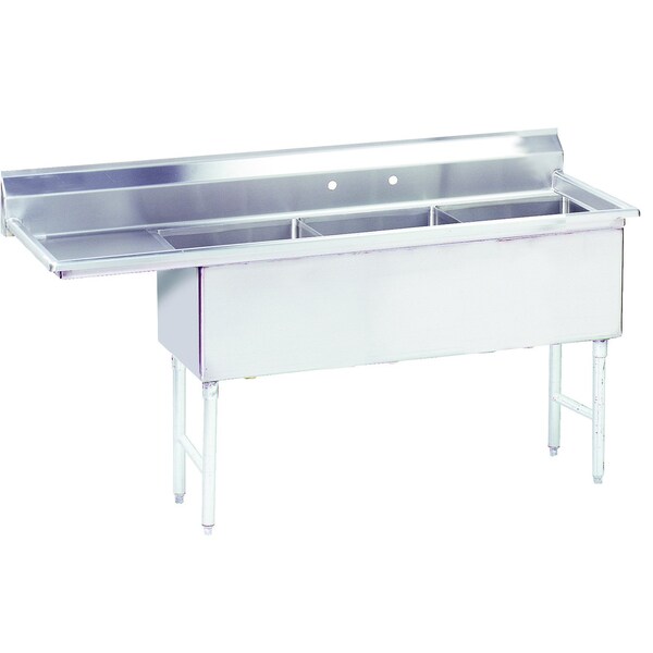 Fabricated Sink 3-compartment 24 in. left drainboard
