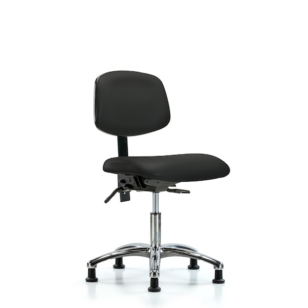 Desk Chair Desk Chair, Vinyl, Chrome Glides, BLK, No Arms, 18" to 23" Height, Vinyl, Black