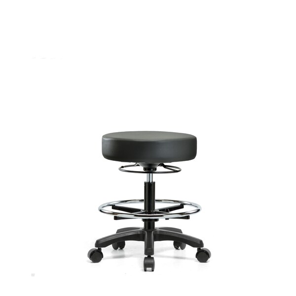 Vinyl Mini-Stool, Med Bench, CF, Casters, Carbon