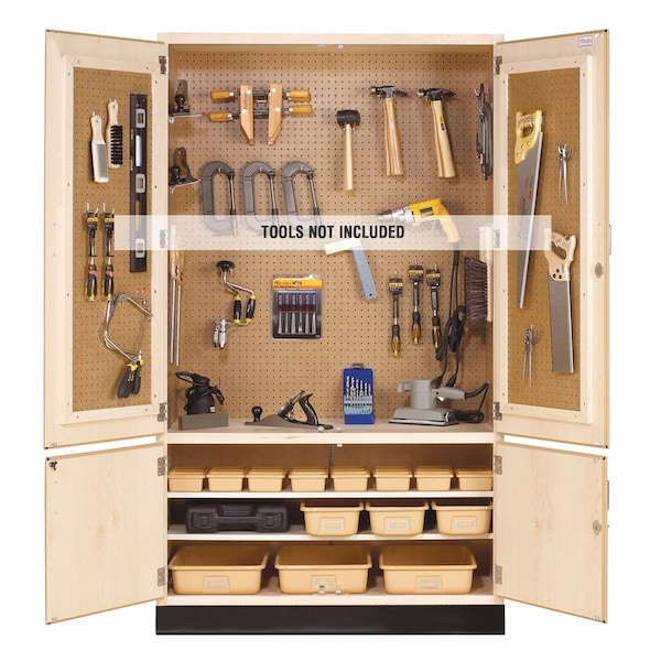 Shelving Tool Storage Cabinet, 84 in H, 48 in W, (1) Fixed, (2) Adjustable Shelves