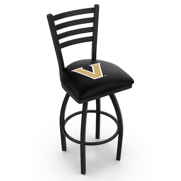 25" Blk Wrinkle Vanderbilt Swivel Bar Stool, Ladder Back