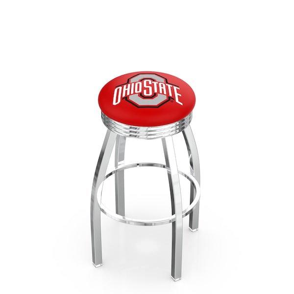 25" Chrome Ohio State Swivel Bar Stool, Accent Ring