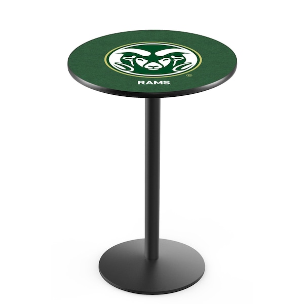 42" Blk Wrinkle Colorado State Pub Table, 36" dia. Top