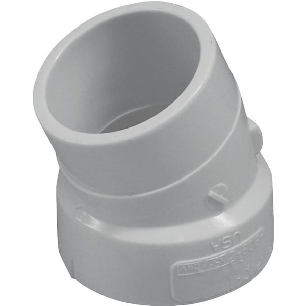CANPLAS Street Pipe Elbow, 4 in, Spigot x Hub, 225 deg Angle, PVC, White