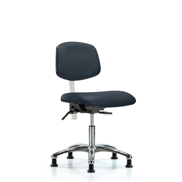 Clean Room Chair Desk Chair, Vin, Chrm, Tilt Gld, Navy, CL100, No Arms, 18" to 23" Height, Vinyl